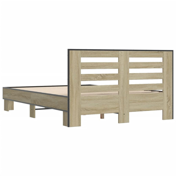 sengestel 140x190 cm konstrueret træ og metal sonoma-eg