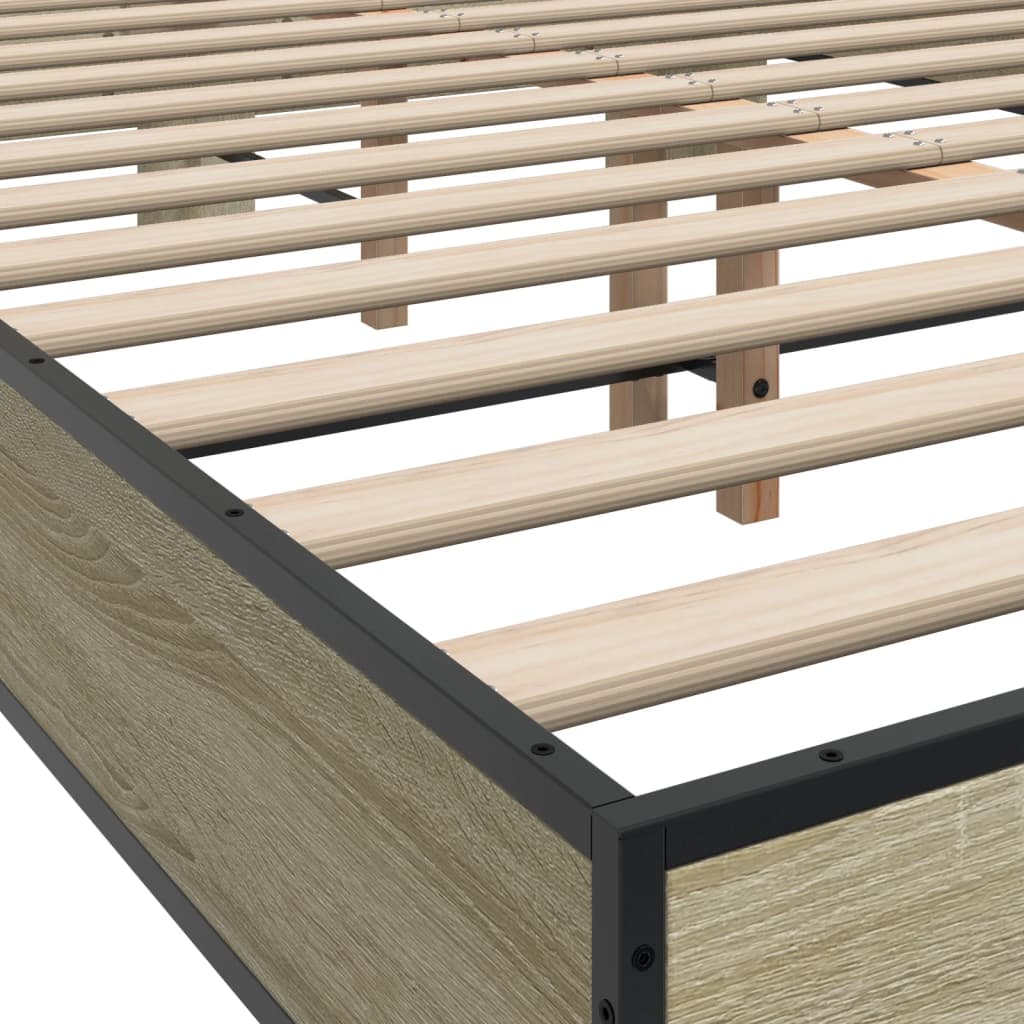 sengestel 140x190 cm konstrueret træ og metal sonoma-eg