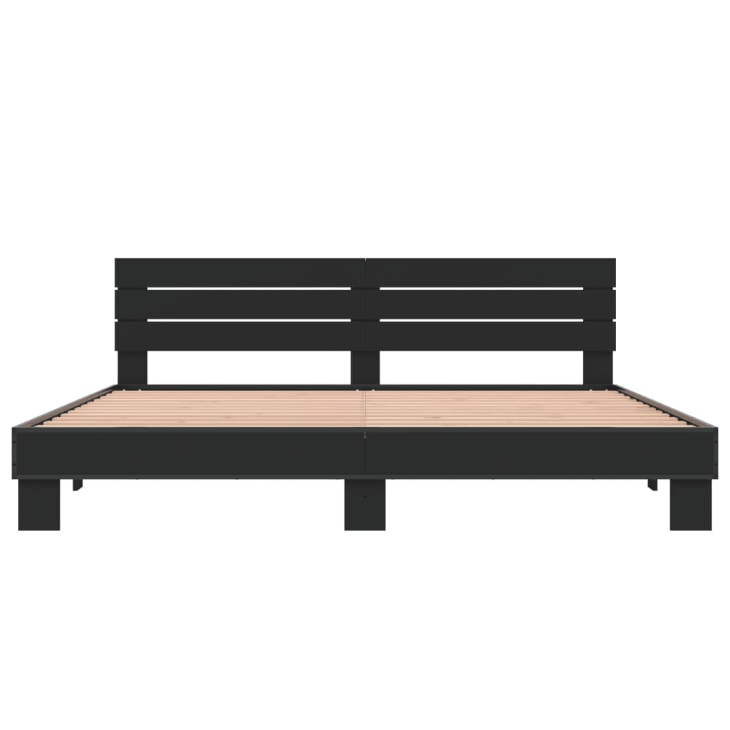 sengestel 200x200 cm konstrueret træ og metal sort