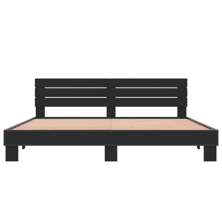 sengestel 200x200 cm konstrueret træ og metal sort