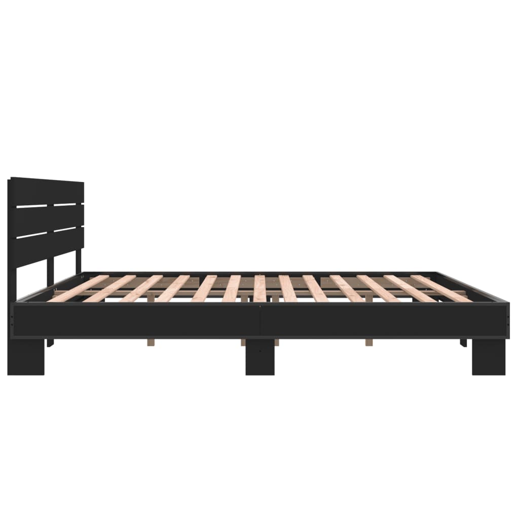 sengestel 200x200 cm konstrueret træ og metal sort