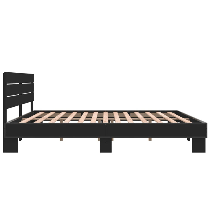 sengestel 200x200 cm konstrueret træ og metal sort