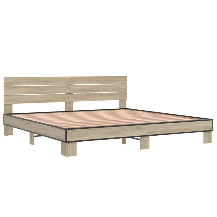 sengestel 200x200 cm konstrueret træ og metal sonoma-eg