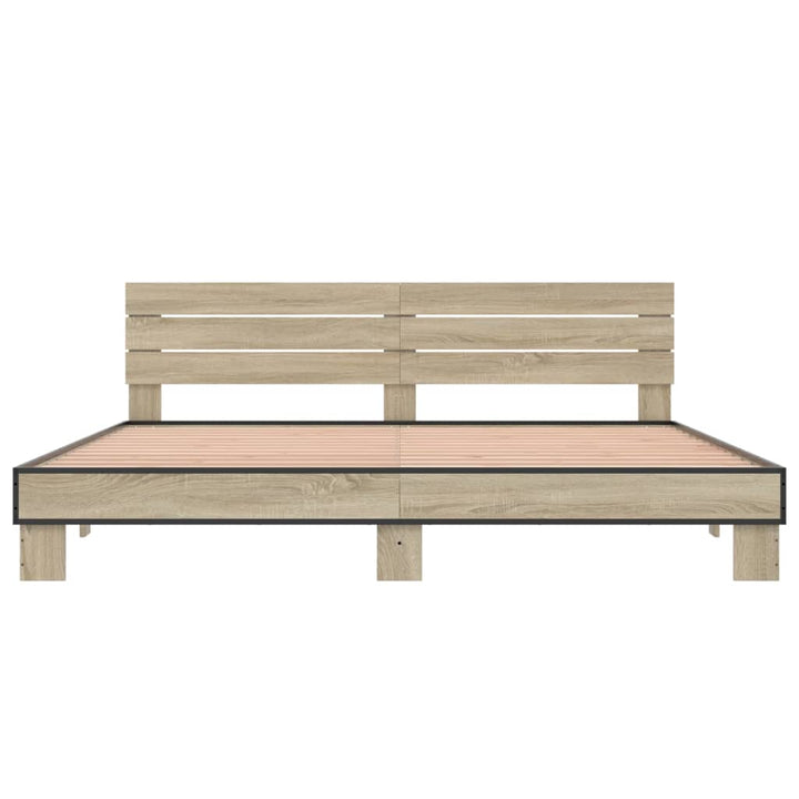 sengestel 200x200 cm konstrueret træ og metal sonoma-eg