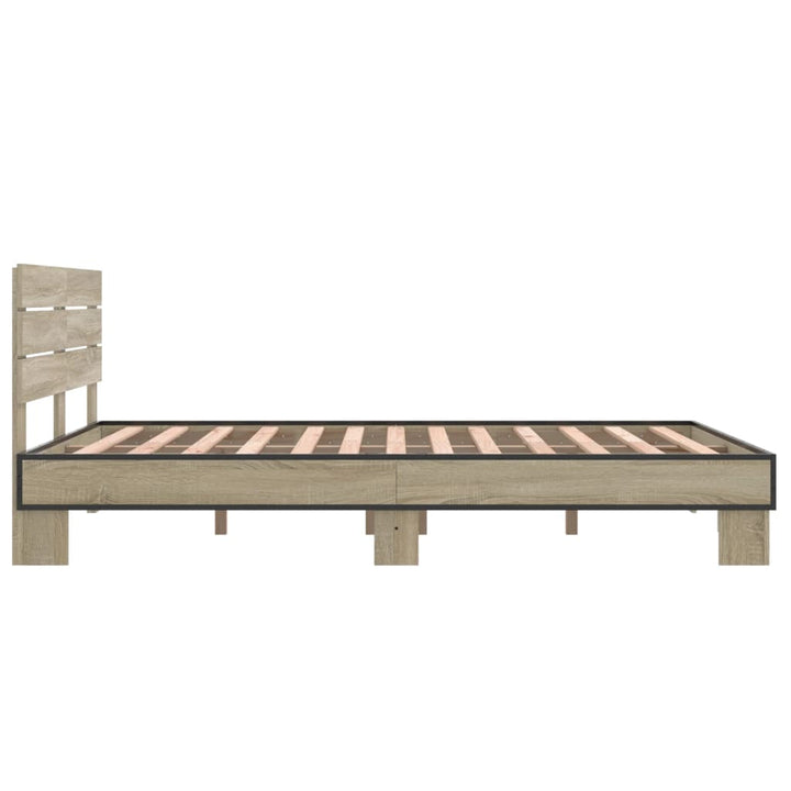sengestel 140x200 cm konstrueret træ og metal sonoma-eg