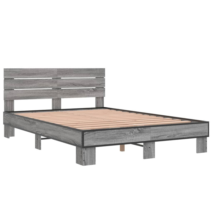 sengestel 120x200 cm konstrueret træ og metal grå sonoma-eg