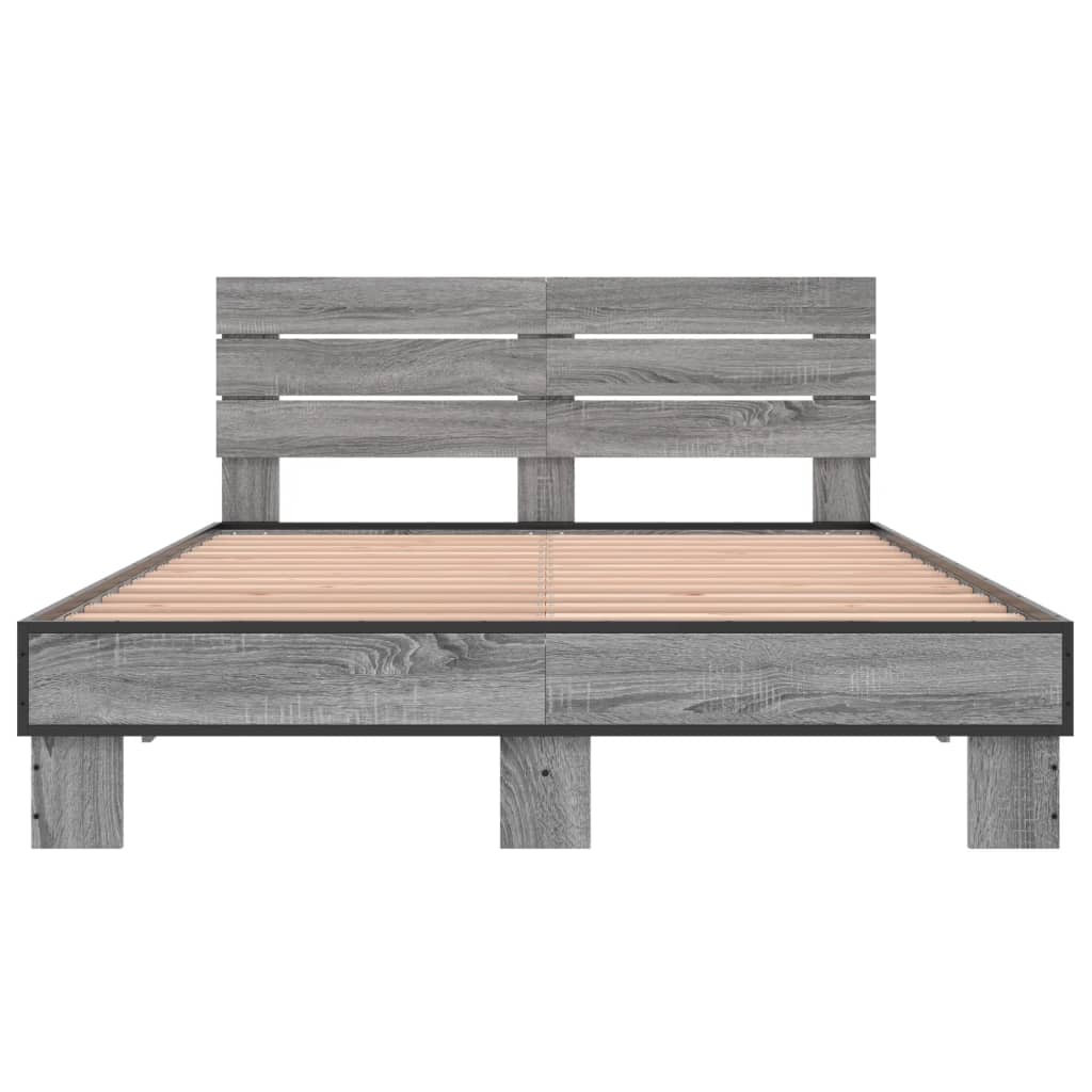 sengestel 120x200 cm konstrueret træ og metal grå sonoma-eg