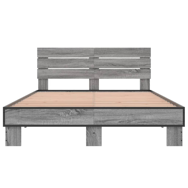sengestel 120x200 cm konstrueret træ og metal grå sonoma-eg
