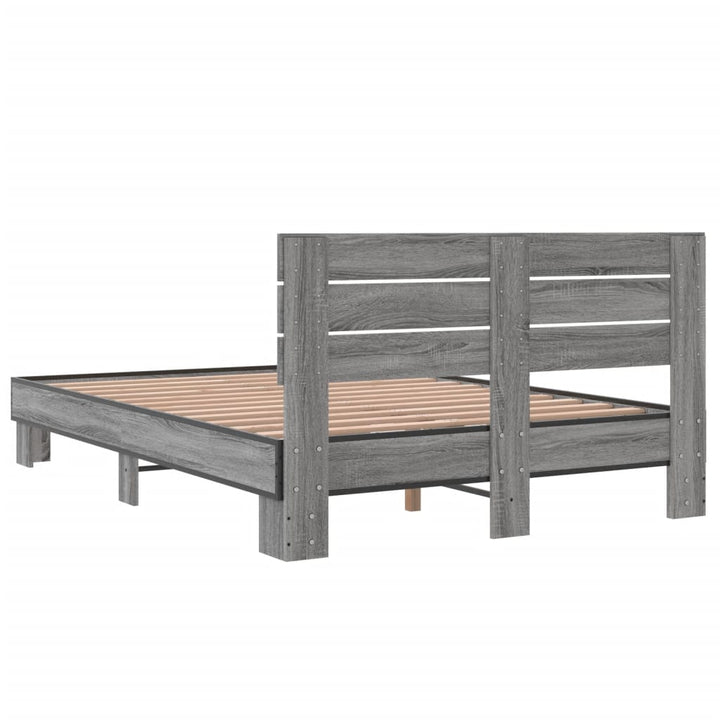 sengestel 120x200 cm konstrueret træ og metal grå sonoma-eg