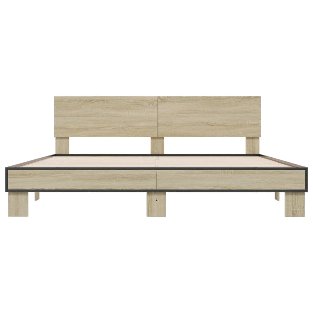 sengestel 200x200 cm konstrueret træ og metal sonoma-eg