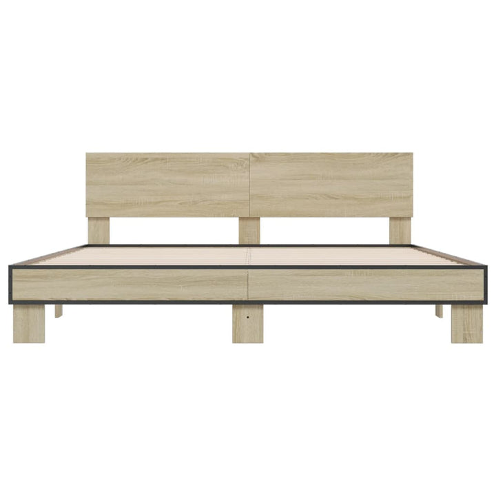 sengestel 200x200 cm konstrueret træ og metal sonoma-eg