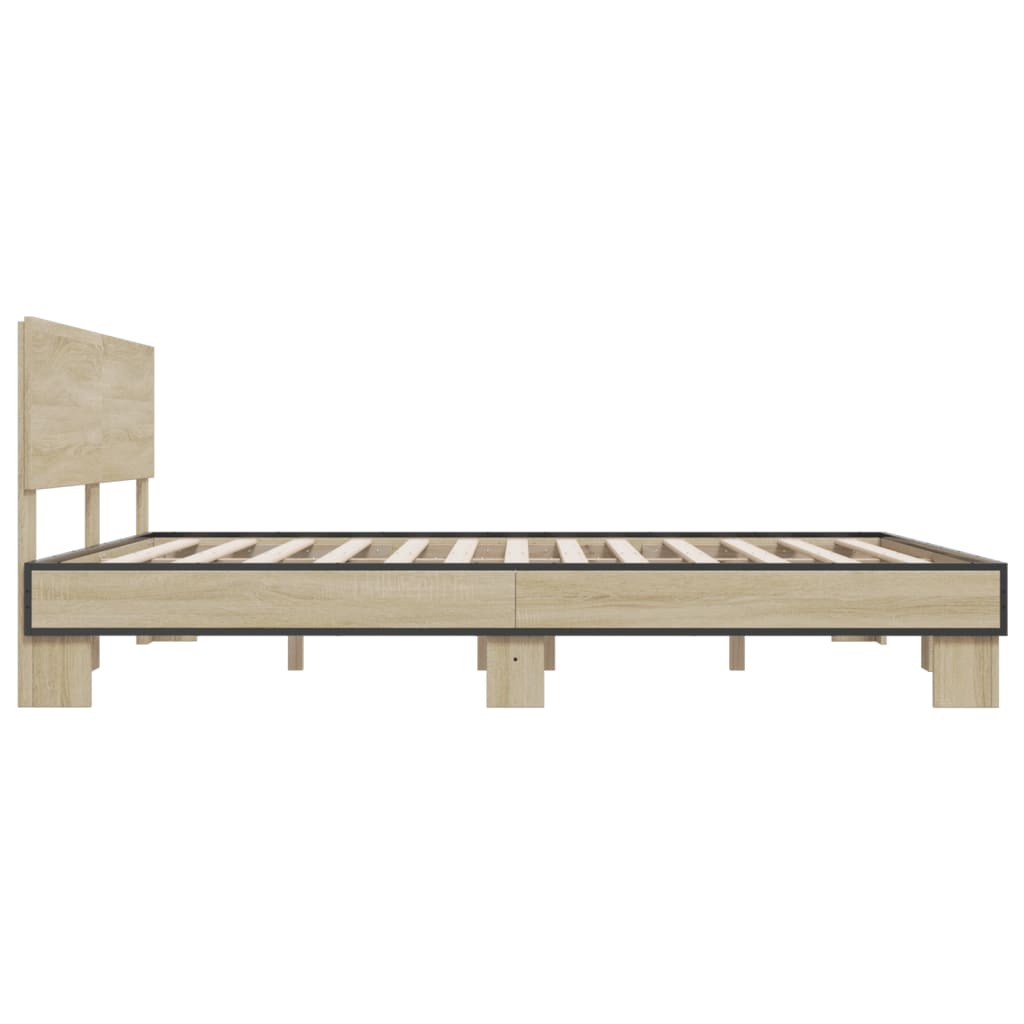 sengestel 200x200 cm konstrueret træ og metal sonoma-eg