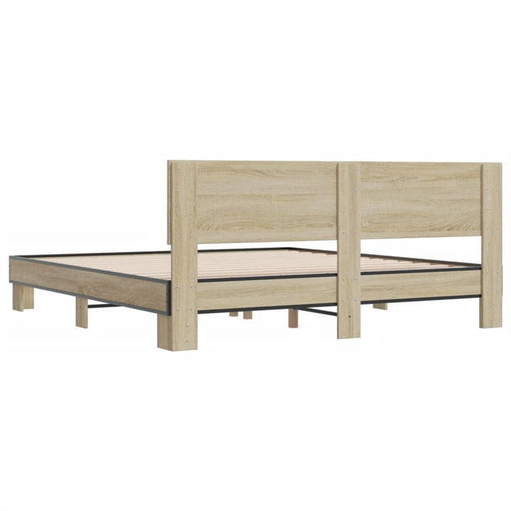 sengestel 200x200 cm konstrueret træ og metal sonoma-eg
