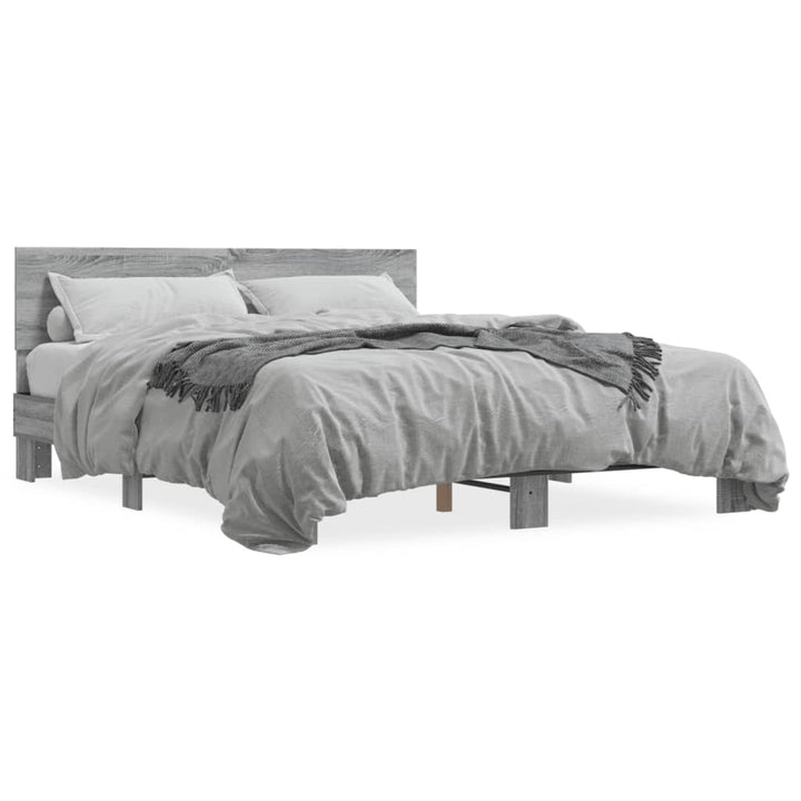 sengestel 150x200 cm konstrueret træ og metal grå sonoma-eg