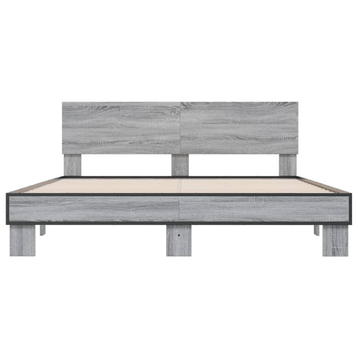 sengestel 150x200 cm konstrueret træ og metal grå sonoma-eg