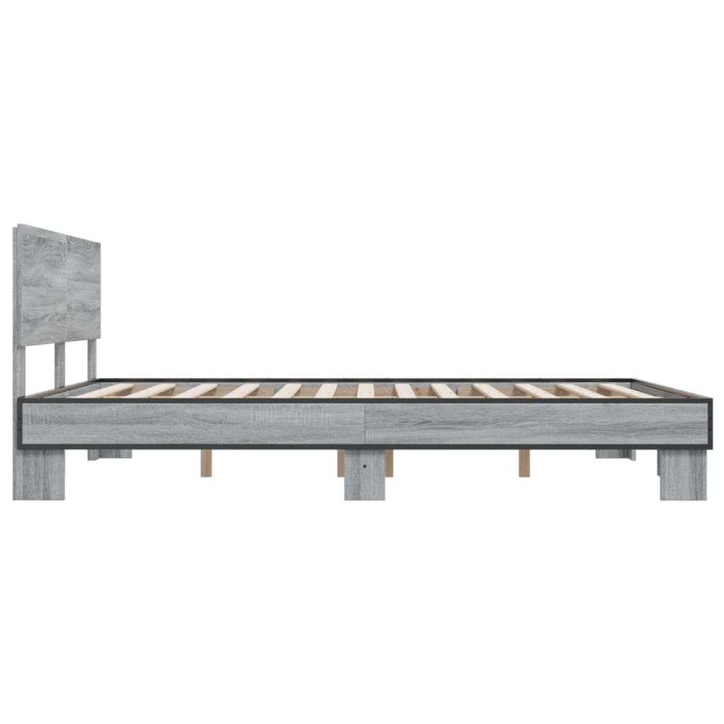 sengestel 150x200 cm konstrueret træ og metal grå sonoma-eg