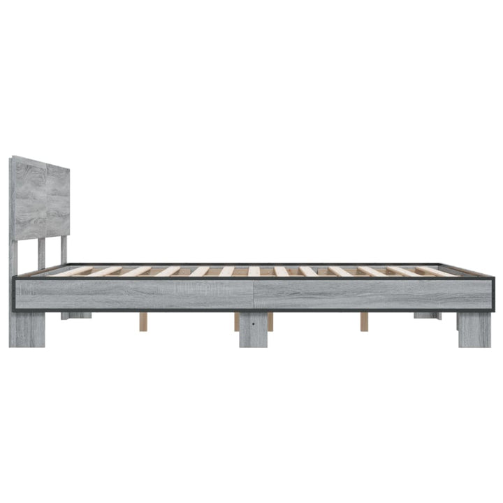sengestel 150x200 cm konstrueret træ og metal grå sonoma-eg