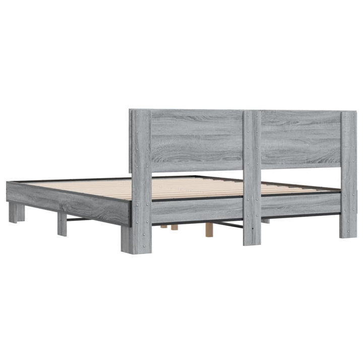 sengestel 150x200 cm konstrueret træ og metal grå sonoma-eg