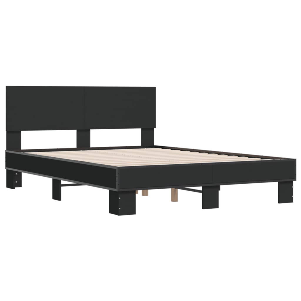 sengestel 120x200 cm konstrueret træ og metal sort