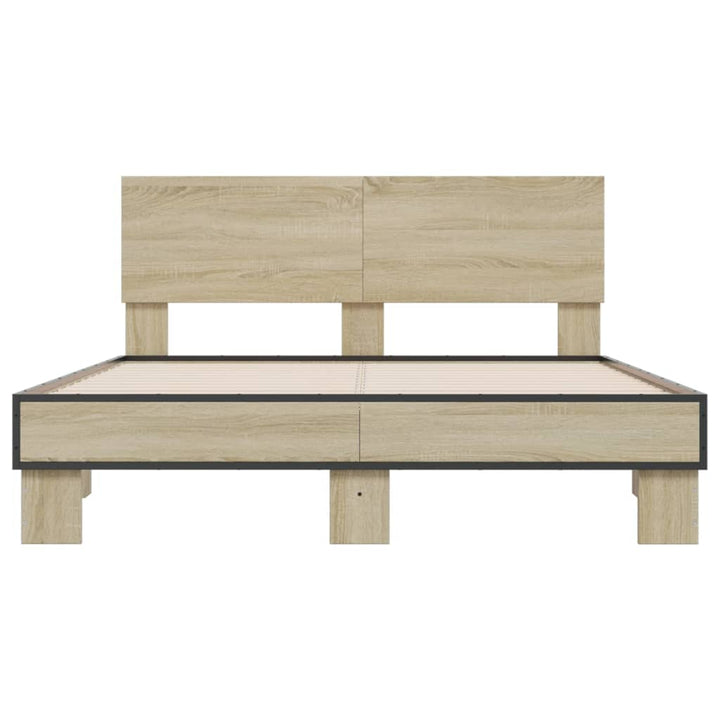 sengestel 120x200 cm konstrueret træ og metal sonoma-eg