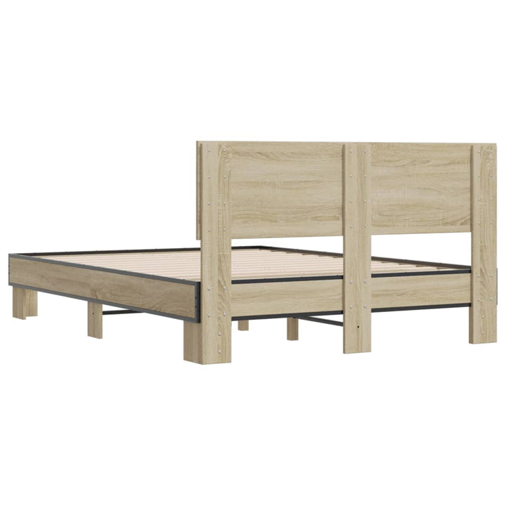 sengestel 120x200 cm konstrueret træ og metal sonoma-eg