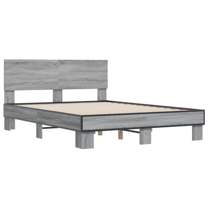 sengestel 120x200 cm konstrueret træ og metal grå sonoma-eg