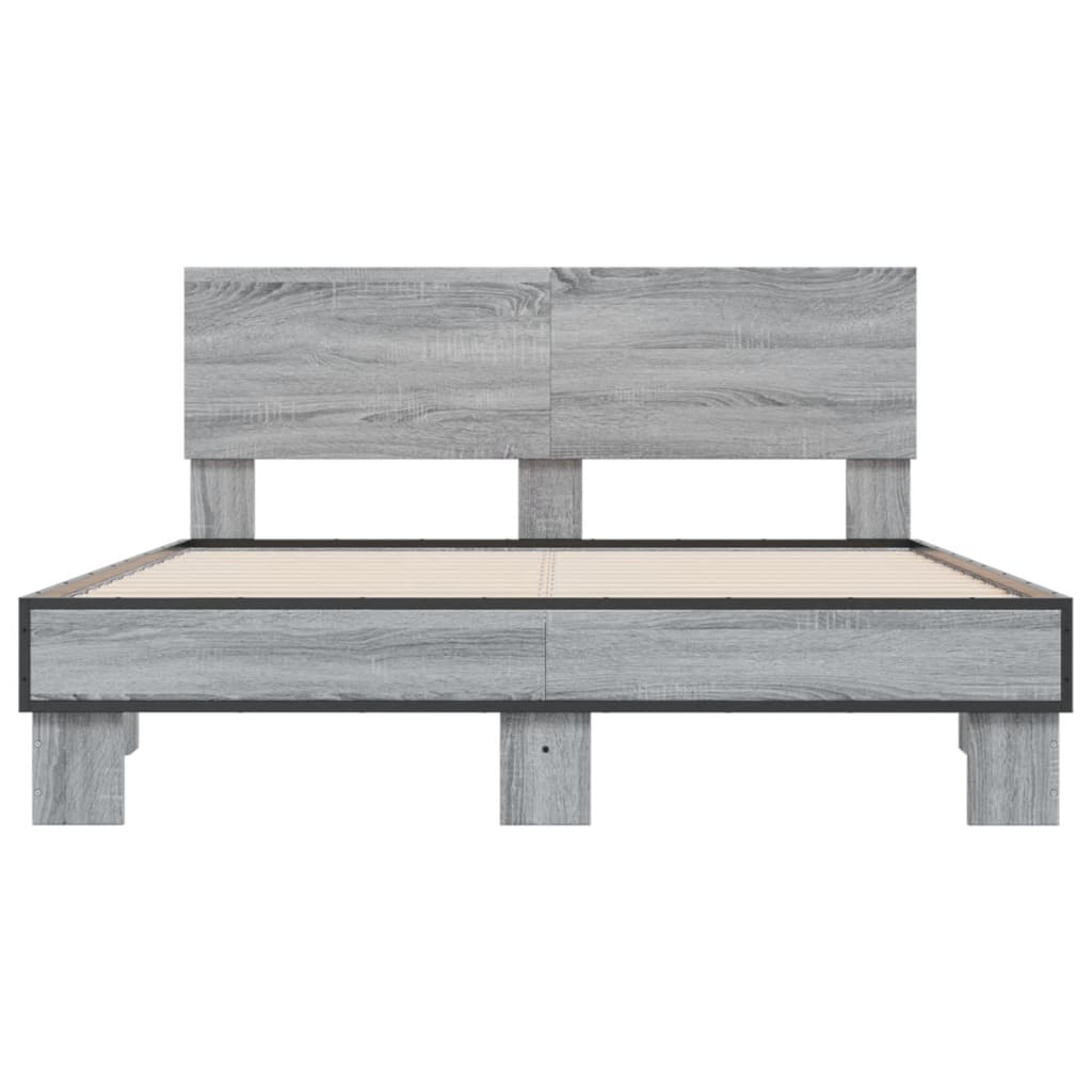 sengestel 120x200 cm konstrueret træ og metal grå sonoma-eg