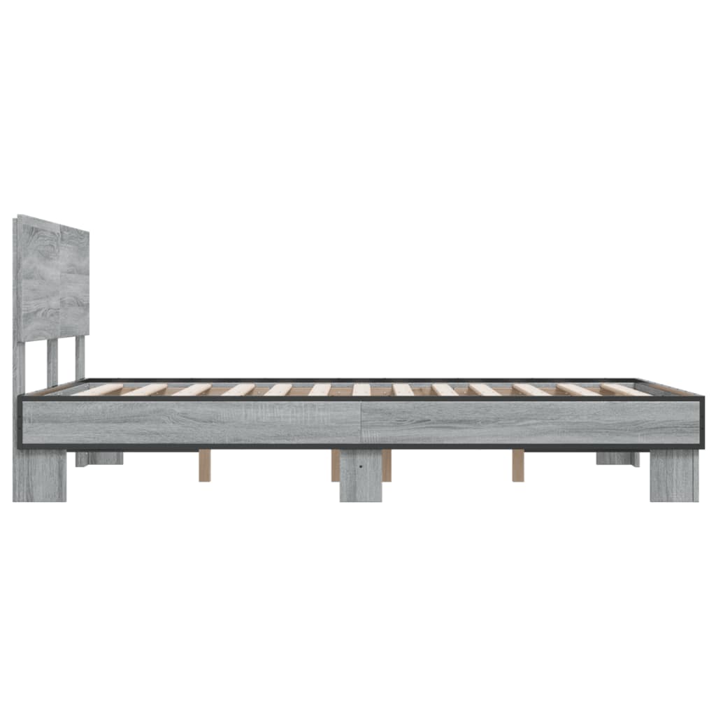 sengestel 120x200 cm konstrueret træ og metal grå sonoma-eg