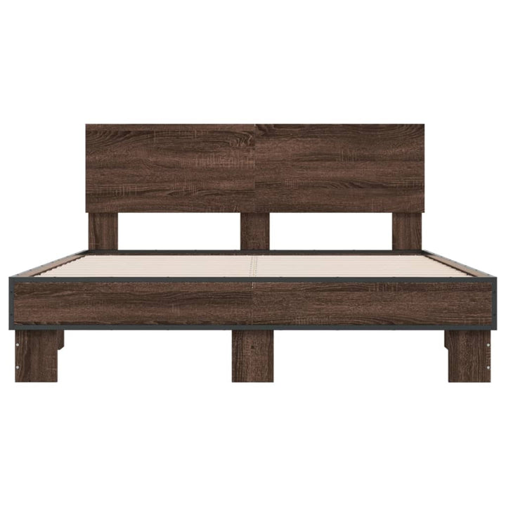 sengestel 120x200 cm konstrueret træ og metal brun egetræ