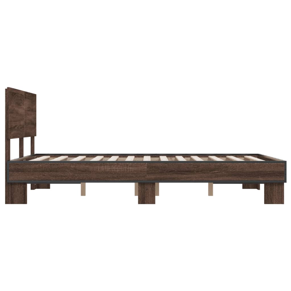sengestel 120x200 cm konstrueret træ og metal brun egetræ