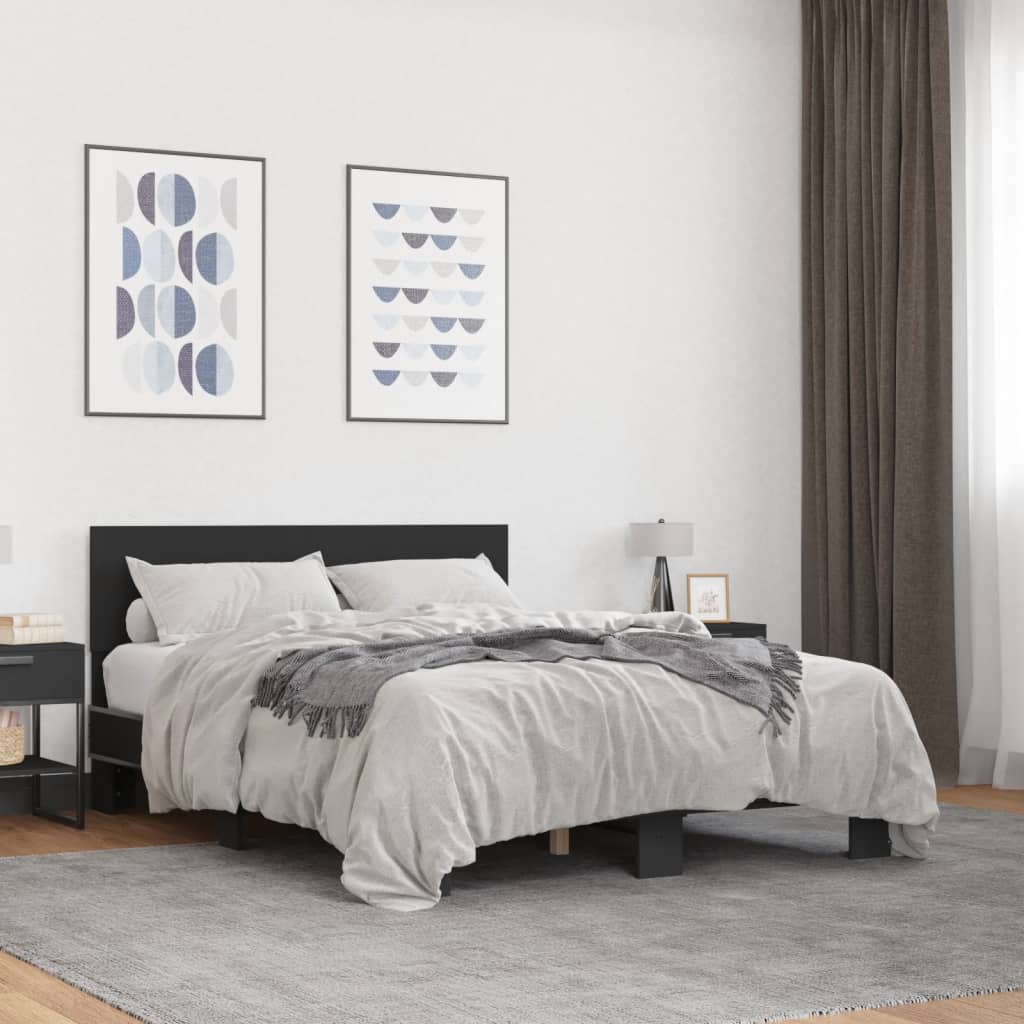 sengestel 120x190 cm konstrueret træ og metal sort