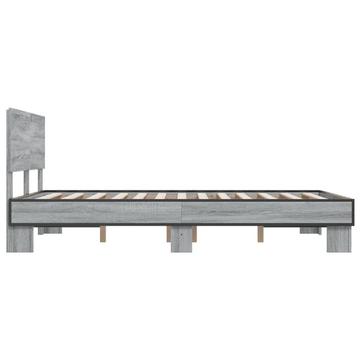 sengestel 135x190 cm konstrueret træ og metal grå sonoma-eg