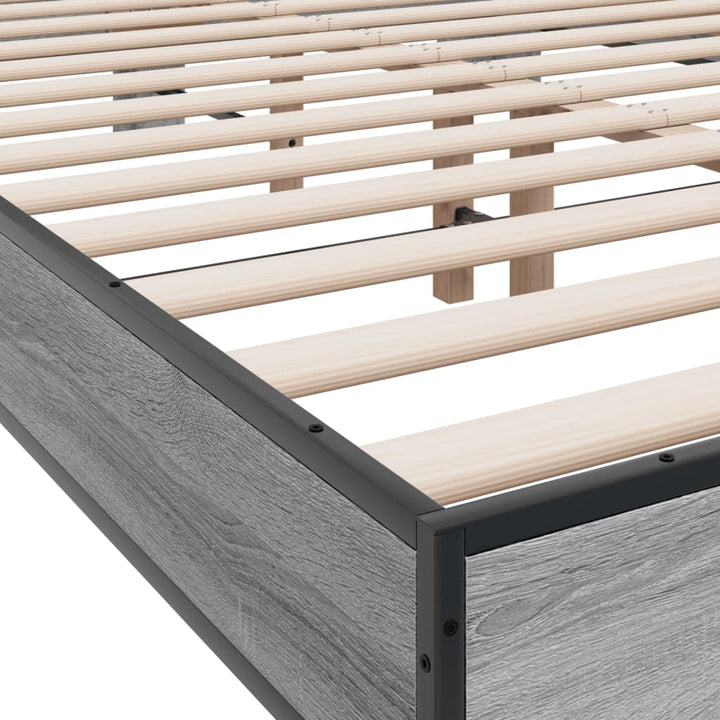 sengestel 135x190 cm konstrueret træ og metal grå sonoma-eg