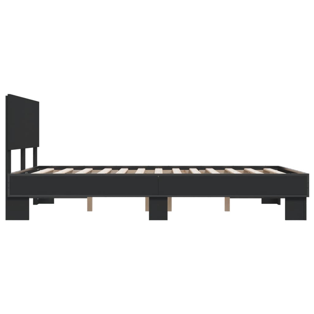 sengestel 140x190 cm konstrueret træ og metal sort