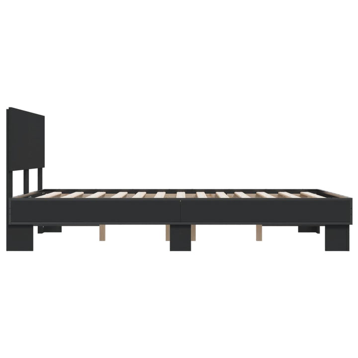 sengestel 140x190 cm konstrueret træ og metal sort