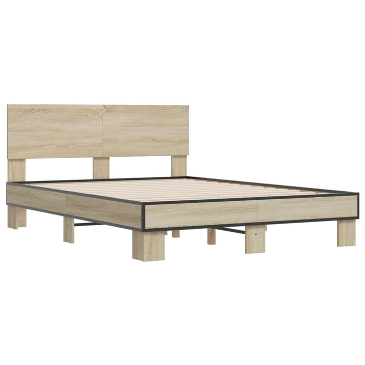 sengestel 140x190 cm konstrueret træ og metal sonoma-eg