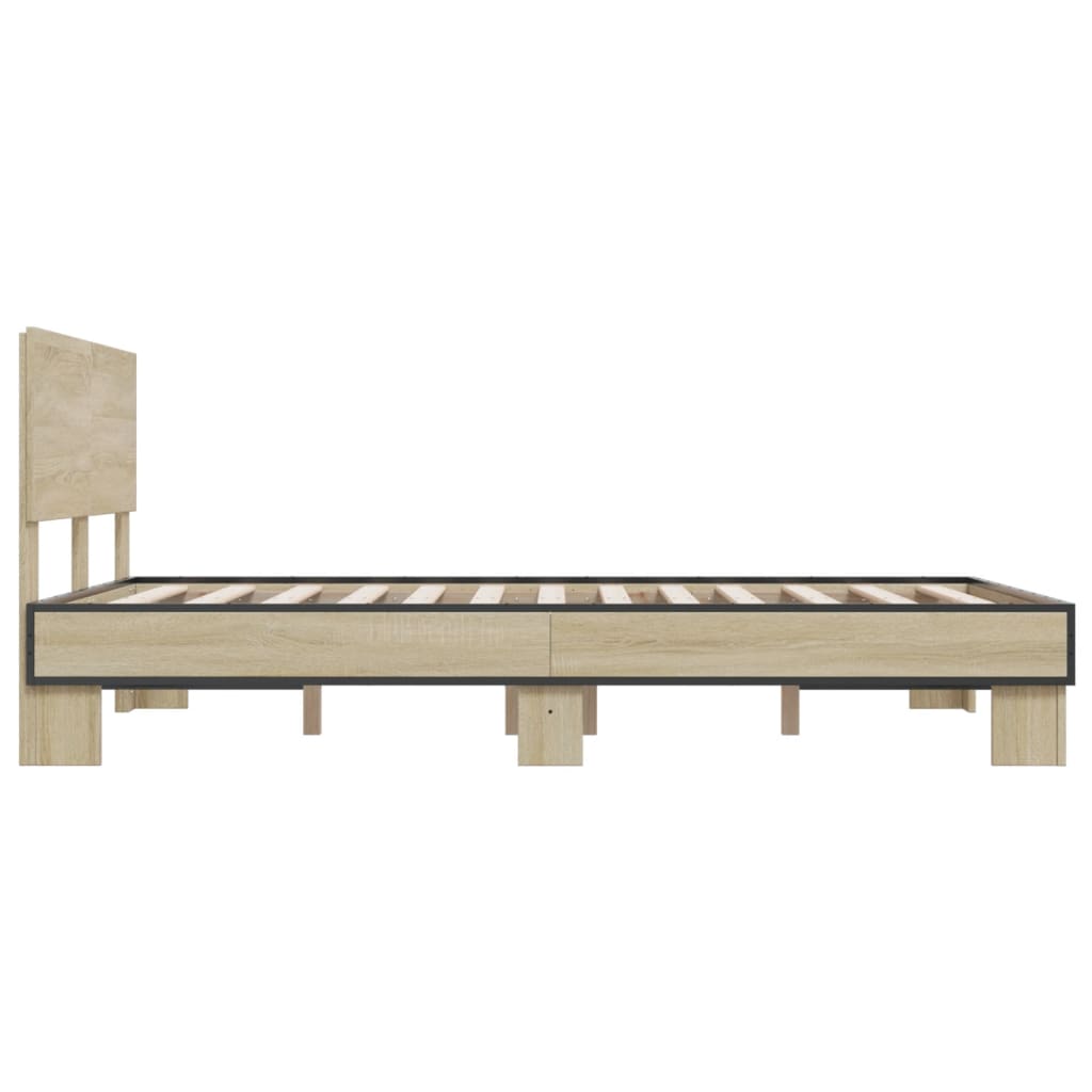 sengestel 140x190 cm konstrueret træ og metal sonoma-eg