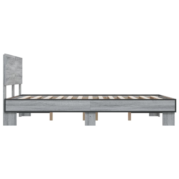 sengestel 140x190 cm konstrueret træ og metal grå sonoma-eg