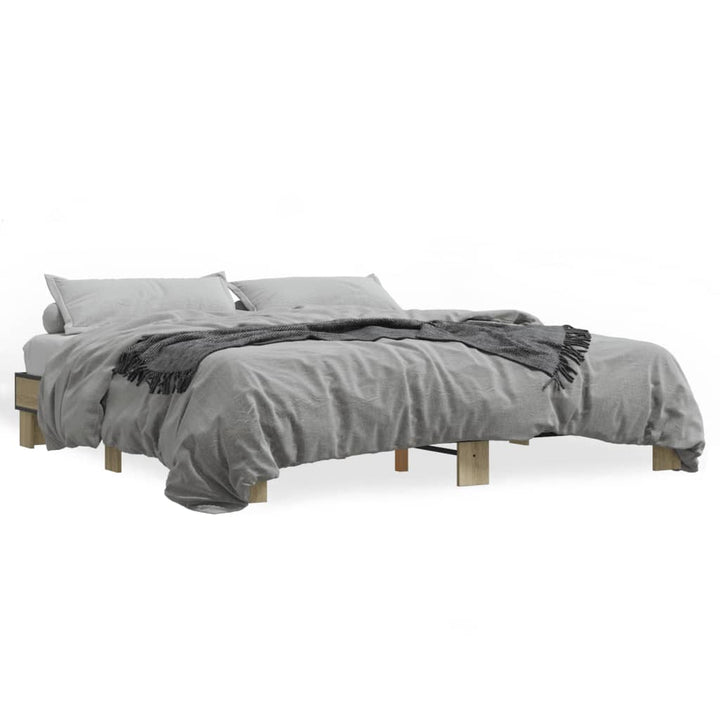 sengestel 200x200 cm konstrueret træ og metal sonoma-eg