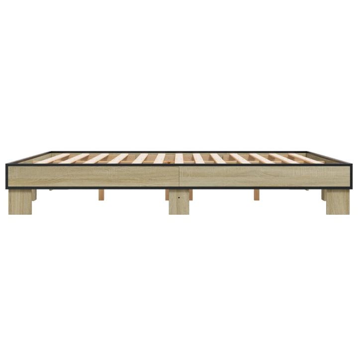 sengestel 200x200 cm konstrueret træ og metal sonoma-eg
