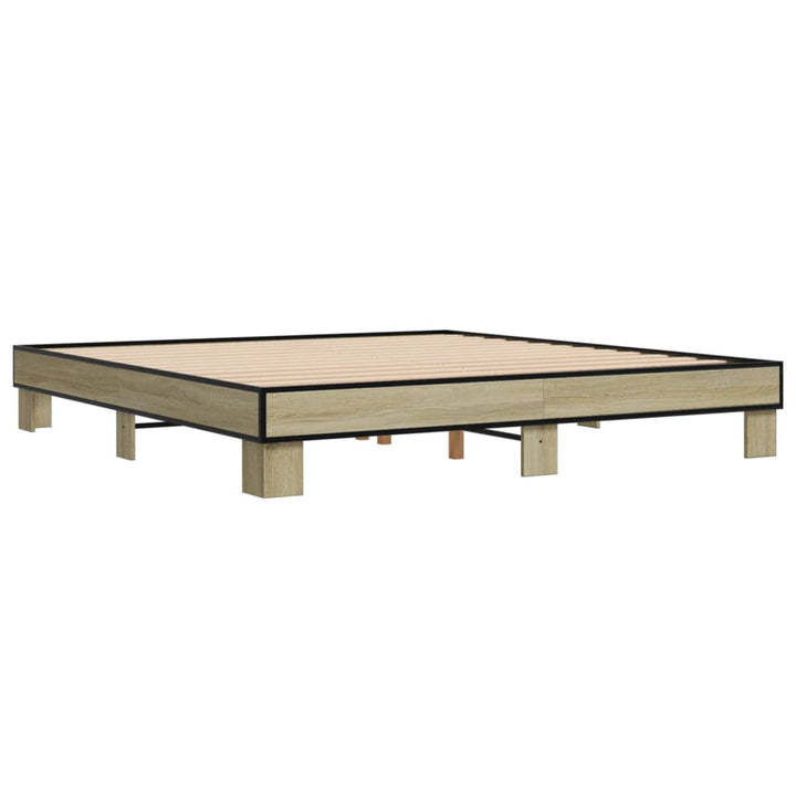 sengestel 200x200 cm konstrueret træ og metal sonoma-eg