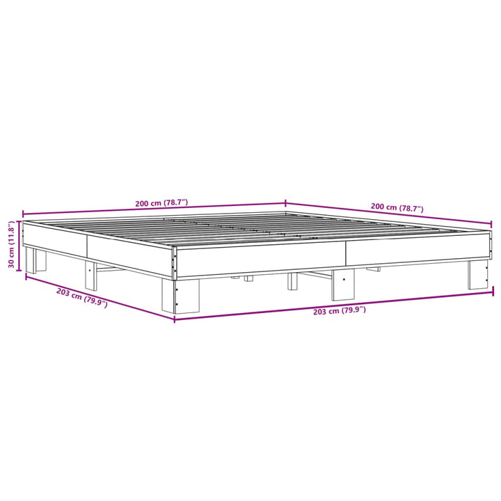 sengestel 200x200 cm konstrueret træ og metal sonoma-eg