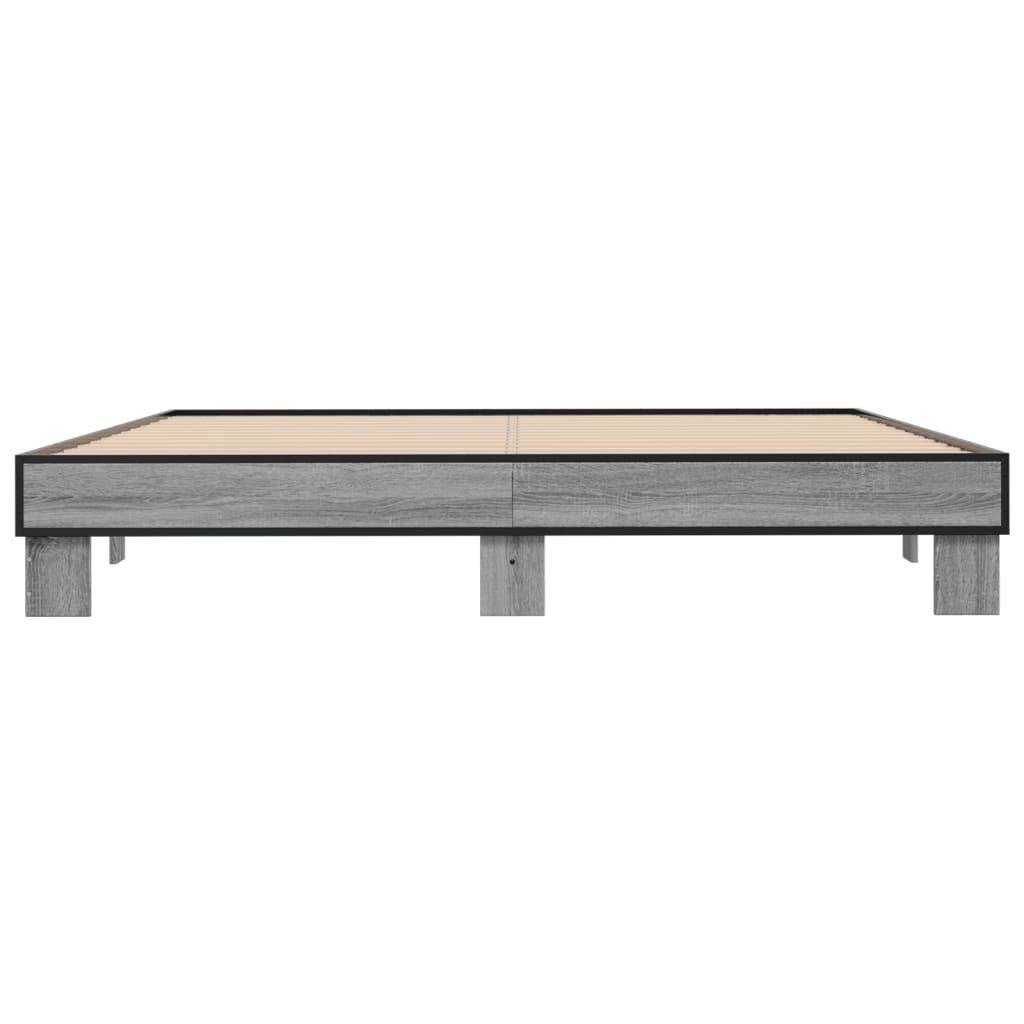 sengestel 200x200 cm konstrueret træ og metal grå sonoma-eg