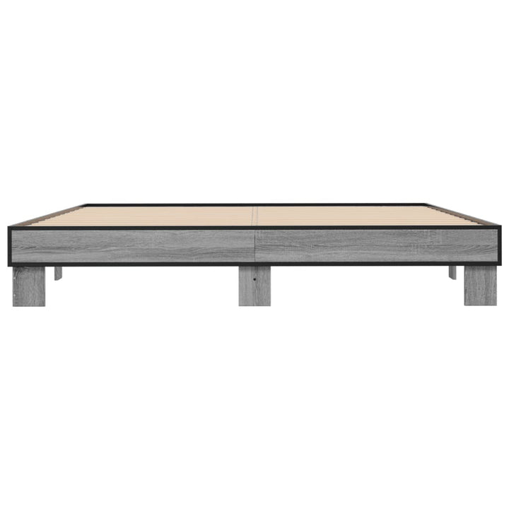 sengestel 200x200 cm konstrueret træ og metal grå sonoma-eg