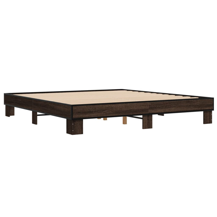 sengeramme 200x200 cm konstrueret træ og metal brun egetræ