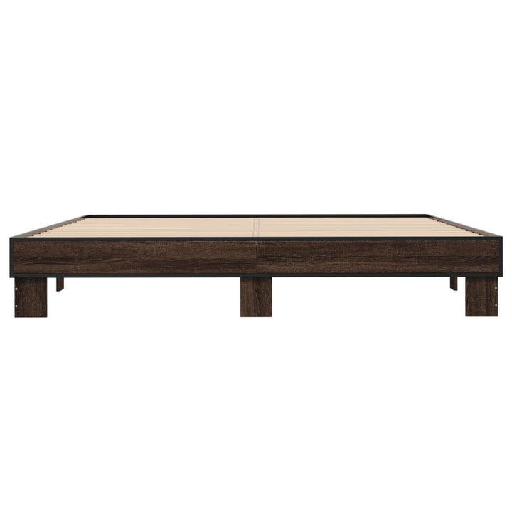 sengeramme 200x200 cm konstrueret træ og metal brun egetræ