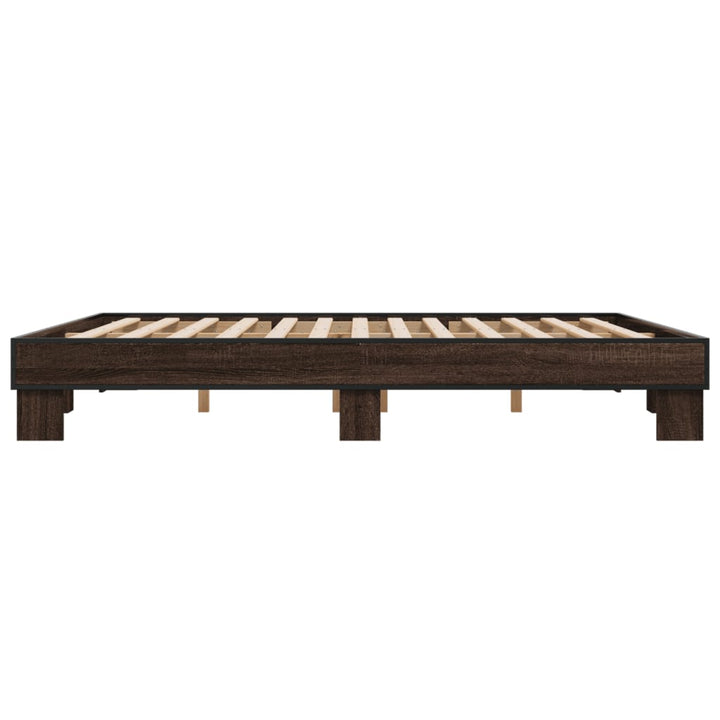 sengeramme 200x200 cm konstrueret træ og metal brun egetræ