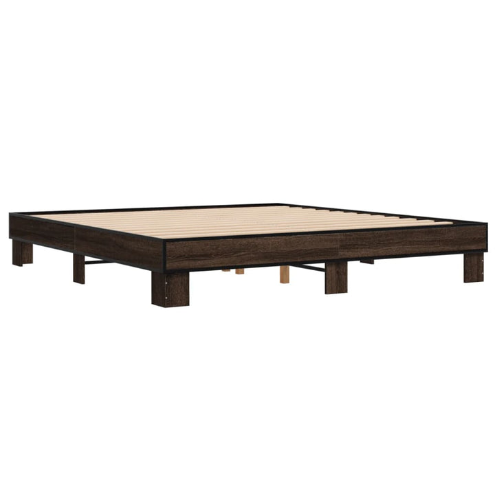 sengeramme 200x200 cm konstrueret træ og metal brun egetræ