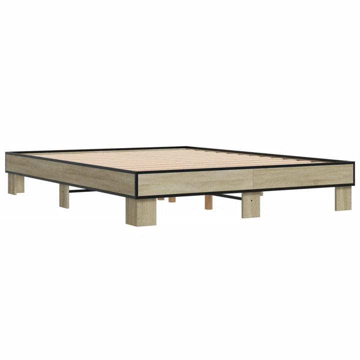 sengestel 150x200 cm konstrueret træ og metal sonoma-eg