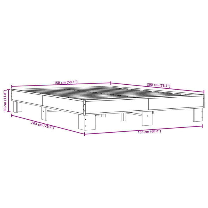 sengestel 150x200 cm konstrueret træ og metal sonoma-eg